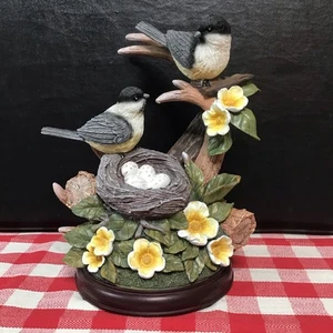 BRADFORD Masterpieces “Charming Chickadees ” Nature's Songbird Figurine 9x6 - Picture 1 of 3