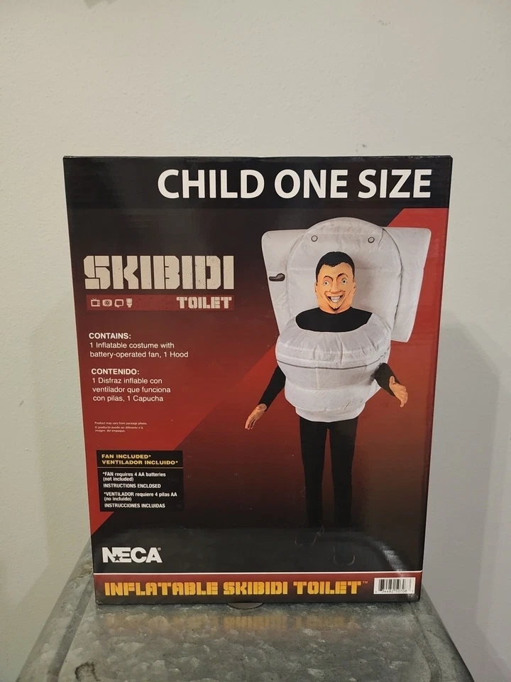 NECA "Skibidi 厕所"Infltable 万圣节服装 儿童 均码 服装 全新 — 第 1/3 张图片