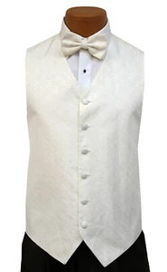 Chaleco de esmoquin para hombre Bill Blass marfil con lazo formal boda novio graduación crucero - Imagen 1 de 3