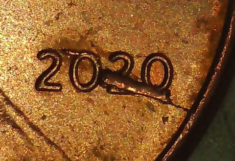 2020 P Lincoln Penny Large Die Chip Through Date!!!! Cover