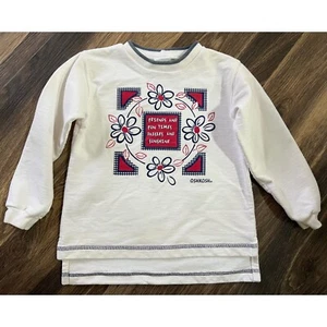 OshKosh Vintage Graphic Sweatshirt Friends Fun Daisies Sunshine White Size 5 - Picture 1 of 3