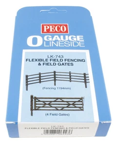 LK-743 Peco O Gauge Flexible field fencing & gates - fencing (47in) gates (x4) - Picture 1 of 1