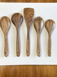 Wooden Spoon Set (5 pc)  Kitchen Utensils NEW! - Picture 1 of 12