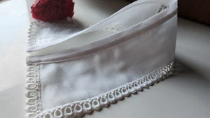 Ancien col tissu blanc tramée dentelle vintage B7-41 - Picture 1 of 7