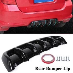 Car Rear Bumper Lip Splitter Shark Fin 6 Wing Curved Diffuser Universal 26"x5" - Picture 1 of 6