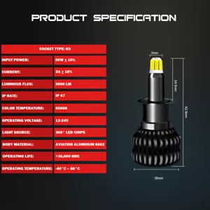 360° H1 H3 H7 H8 H11 9005 9006 5202 900 880 LED Headlight Bulbs 8-side Fog Light - Picture 1 of 20