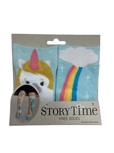 Demdaco Socks Girls 18 - 36 months Unicorn & Rainbow Knee Socks Story Time - Picture 1 of 4