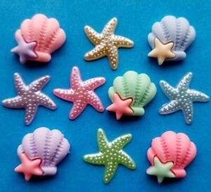 Flat-Backed Craft Embellishments SEASIDE TREASURES Seashell Shell Starfish Beach