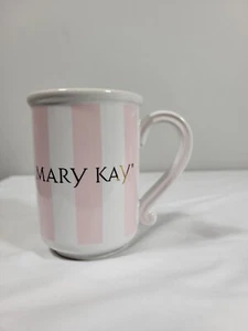 Mary Kay Ceramic Coffee/Tea Mug - Pink & White Striped - Gold Script - Picture 1 of 5