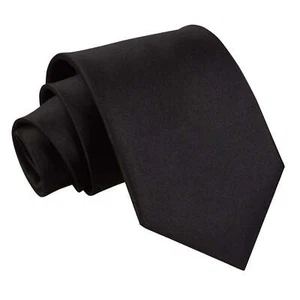 Schwarze klassische schmale schmale formelle Hochzeitskrawatte aus Satin für Herren Jungen von DQT - Bild 1 von 7