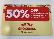 DOORDASH 50% Off $15+ Grocery Convenience Order Discount Coupon
