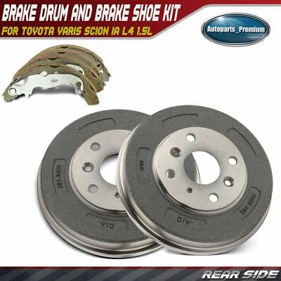 Rear Brake Drums + Ceramic Brake Shoes for Toyota Yaris iA 2017-2018 Yaris 19-20 - Image 1 of 4
