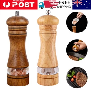 Adjustable Manual Pepper Grinder Wooden Salt Pepper Mill With Ceramic Grinder AU - Picture 1 of 17