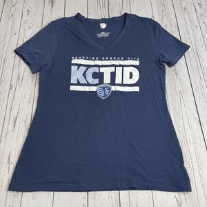 Sporting KC Kansas City T Shirt Short Sleeve V Neck Tee Womens Medium KCTID - Picture 1 of 7