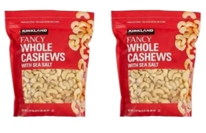 Fancy Whole Cashews With Sea Salt  Kirkland Signature 2 Bags 5lbs Total - Picture 1 of 6