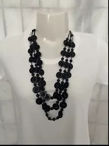 Bohemian Ethnic Style Multilayer Wooden Necklace Black - Picture 1 of 3