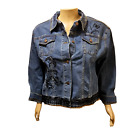 Endless Options Vintage Blue Beaded Stretch Denim Jacket 3X Butterfly *FLAW*