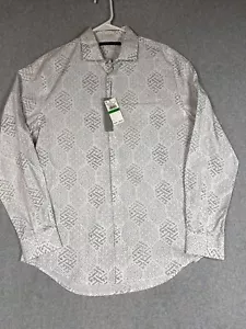 Nueva Camisa de Vestir Perry Ellis Para Hombres Grande Negra/Blanca Geométrica Abotonada L/S - Imagen 1 de 11