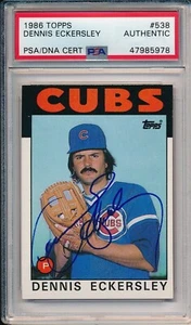 Dennis Eckersley Chicago Cubs 1986 #538 Auto Signed Topps Card ~ PSA/DNA Slab - Picture 1 of 6