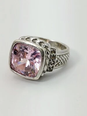 Vintage Ripka Sterling Pink CZ & Diamond Ring JRTWO - Image 1 of 4