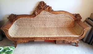 Stunning Hand Carved Teakwood Couch from Bali Indonesia - Pick Up Only - Picture 1 of 9
