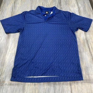 Footjoy Performance Golf Polo Shirt Men's Medium Blue Geometric Print Pattern - Picture 1 of 4