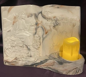 Escultura artística de mármol de colección de 2 piezas: “Amarás al Señor tu Dios” cita religiosa - Imagen 1 de 23