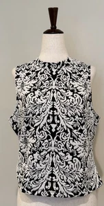 Blusa Mossimo Sin Mangas Top Sin Mangas Negro Blanco Estampado Talla Grande Marfil Top - Imagen 1 de 14