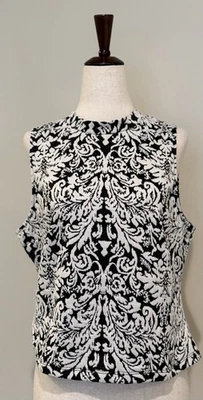 Blusa Mossimo Sin Mangas Top Sin Mangas Negro Blanco Estampado Talla Grande Marfil Top Foto 1 de 4