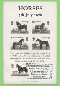 G.B. 1978 Horses 9p on official Black Print with Romford FDI H/S cancel - Picture 1 of 1