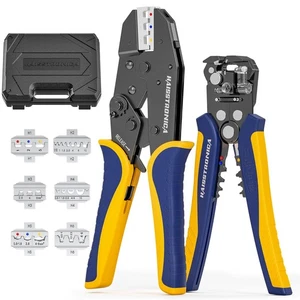 6 in 1 Crimping Tool Kit - Ratcheting Wire Crimper with 6 Interchangeable D - Picture 1 of 7