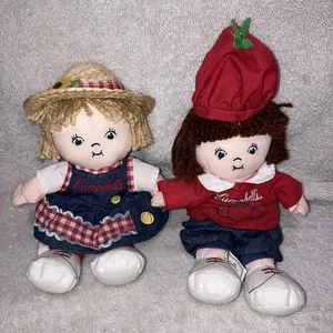 Campbell's Kids Vintage 2000 8 Zoll Plüsch Sammlerstück Junge Mädchen Campbell Suppe Puppen - Bild 1 von 4