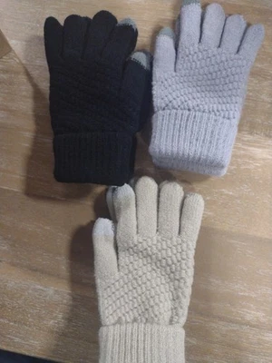 3 pares de guantes unisex de punto de invierno - cálidos elásticos talla única para adultos y adolescentes Foto 1 de 4