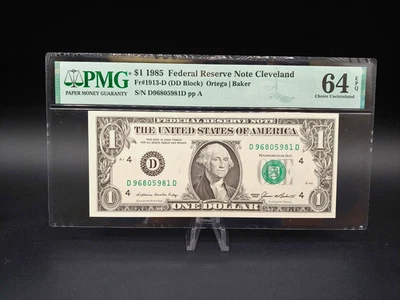 1985 $1 Fed Reserve Note Fr#1913-D Cleveland - PMG Choice Uncirculated 64 EPQ - Image 1 of 4