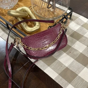 Expressions NYC Croc Print Mini Bag 3 in 1 Crossbody NWOT Purple - Picture 1 of 11