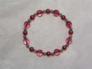 BRACCIALE ELASTICO CYNTHIA LYNN "BAMBINO DI OTTOBRE" ROSA TORMALINA PIETRA NASCITA PERLE - Foto 1 di 1