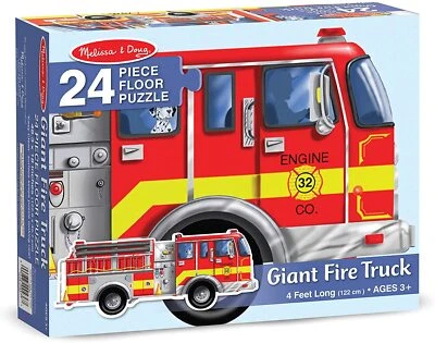 Melissa & Doug Fire Truck Jumbo Jigsaw Floor Puzzle (24 pcs, 4 feet long) - NEW - Image 1 of 4