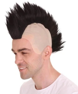 80's Punk Rocker Mohawk Wig, Black Rock / Disco Wigs, HM-1137A - Picture 1 of 5