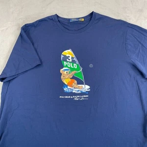 Polo Ralph Lauren Wind Sail Surf Bear T Shirt Men 3XB Big Navy Crew SS NWOT - Picture 1 of 9