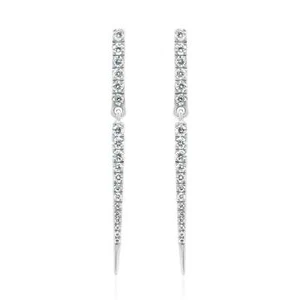 Linear Diamond Bar Dangle Earrings 14k Rose Gold, Si2 Elegant Jewelry For Women - Picture 1 of 5
