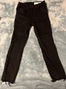 Rag & Bone 10 Inch Capri Jeans Womens 25 Black Cut Off Raw Hem Pre-Owned - Picture 1 of 5