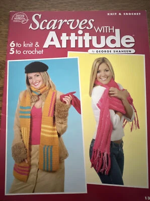 USED SCARVES WITH ATTITUDE 11 DESIGNS KNIT & CROCHET PATTERN BOOK  - Image 1 of 4