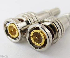 1pc BNC Male Metal Screw Plug Gold Pin w/spring for CCTV Video RG59 RG6 Cable - Picture 1 of 5