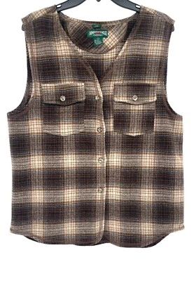 Chaleco American Eagle vintage para mujer talla L marrón mezcla de lana a cuadros hecho en Italia Foto 1 de 4