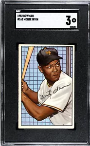 Bowman Monte Irvin 1952 New York Giants #162 SGC grado 3 - Imagen 1 de 2