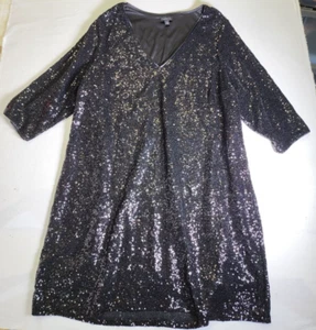 Torrid 4D schwarzes Langarm Pailletten Etuikleid Größe 3 Urlaub Nacht Glitzer - Bild 1 von 11