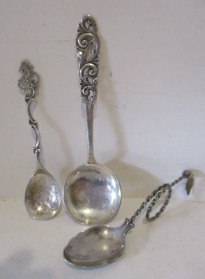 Lote de 3 cucharas de recuerdo noruegas .830 plata fina 2,20 oz troy cubiertos Foto 1 de 4