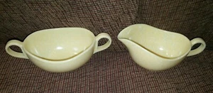 Vtg Melmac Yellow Speckleware Creamer & Sugar Bowl - Imagen 1 de 5