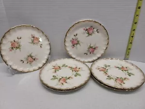 WS George Royal China 22kt Gold Rose Dessert Plates Set Of 6 Vintage - Picture 1 of 14