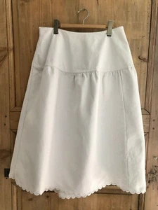 Antique French DAMASK cotton PETTICOAT FLANNEL festons c1880 - Picture 1 of 9